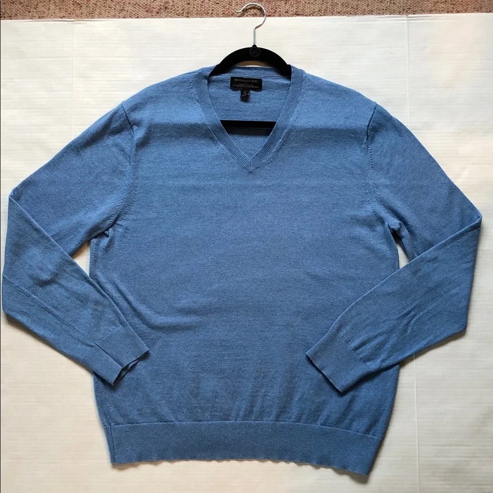 Banana Republic Men’s Luxe Yarn Cotton/silk/cashmere Blend Blue Sweater Large